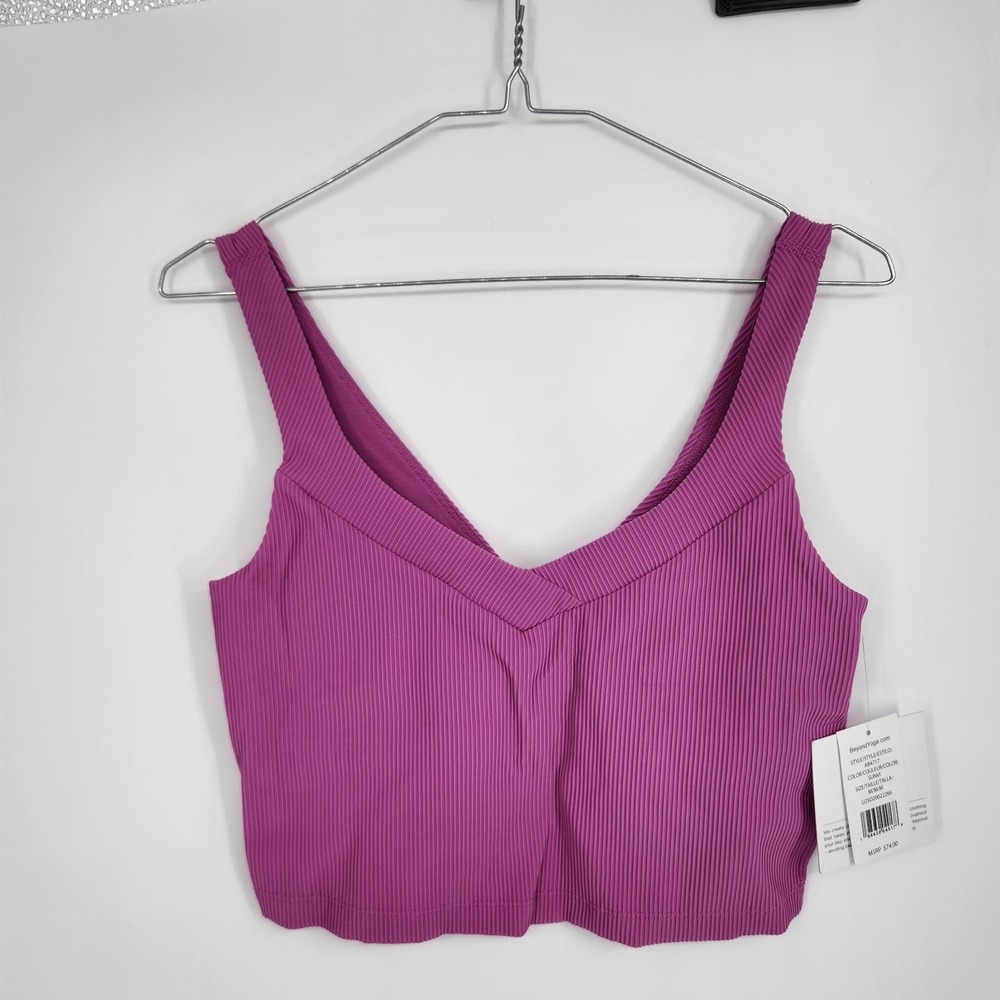 Beyond Yoga Women's Size Medium Magenta Impulse Ribbed Cropped Tank NWT